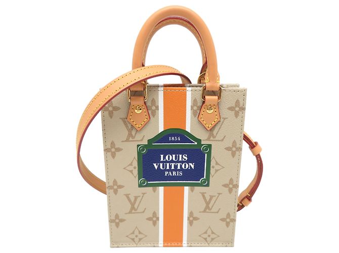 Borsa a mano Louis Vuitton Petite Sac Plat da donna Rosso Beige