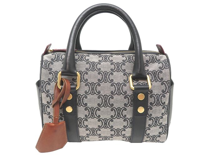 Céline Bolsa Boston Mini Triomphe Celine Marrom Preto