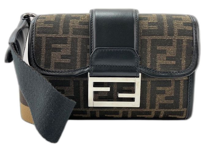 Borsa a tracolla Fendi Double Baguette Marrone