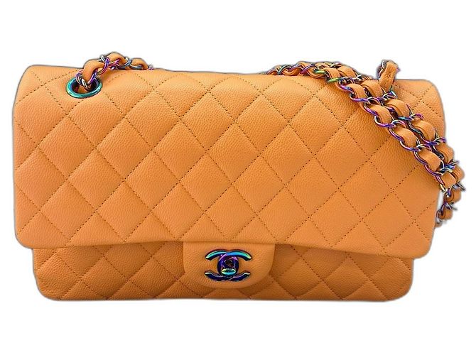 Borsa a Spalla Chanel Matelassé 25 Double Flap Arancione