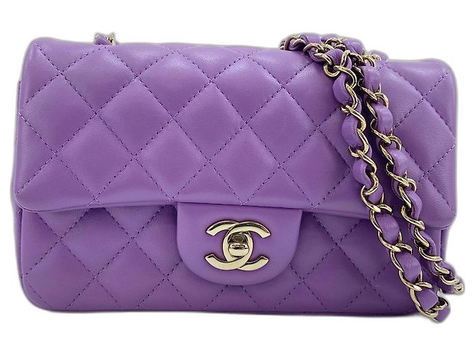 Bolsa de Alça Chanel Mini Matelassé Roxo