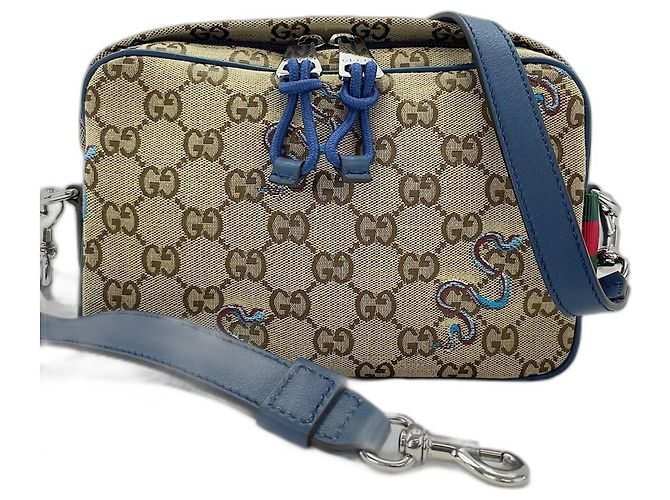 Borsa a tracolla Gucci con ricamo serpente marrone