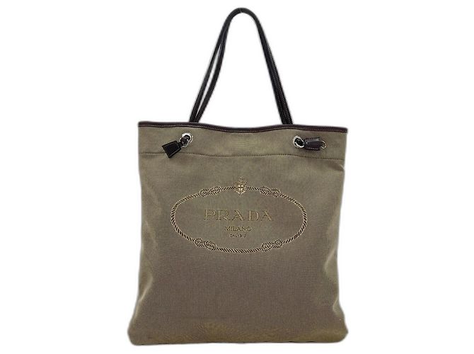 Tote Sac cabas en toile marron Prada