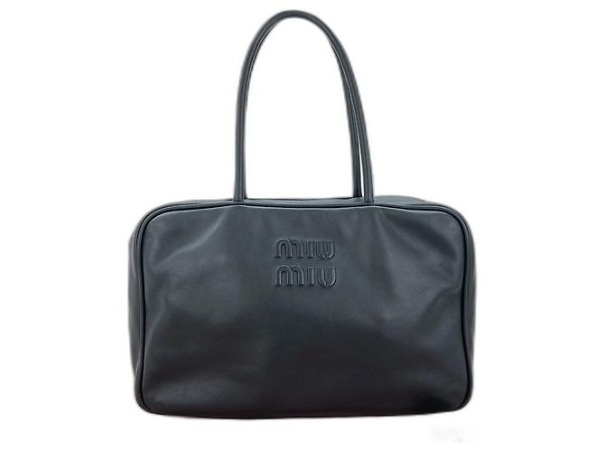 Borsa a mano Miu Miu in pelle nera con fiocco Nero