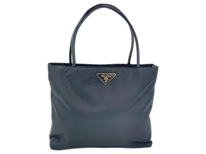 Borsa Tote Prada Nylon Triangle Plate Nero 