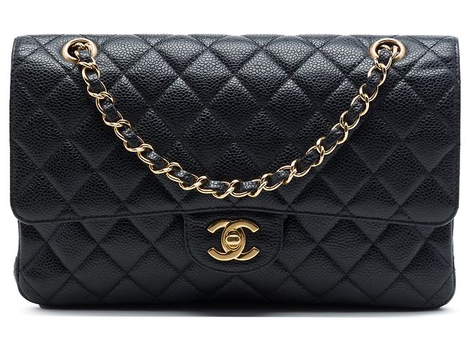 Chanel Black Medium Classic Caviar Double Flap Noir