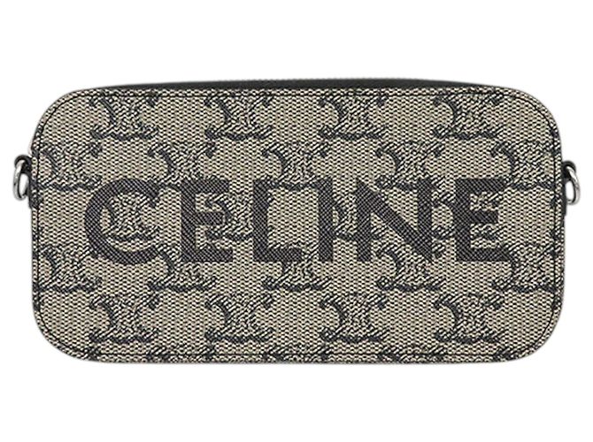 Céline Pochette horizontale Celine Triomphe en toile enduite beige avec logo