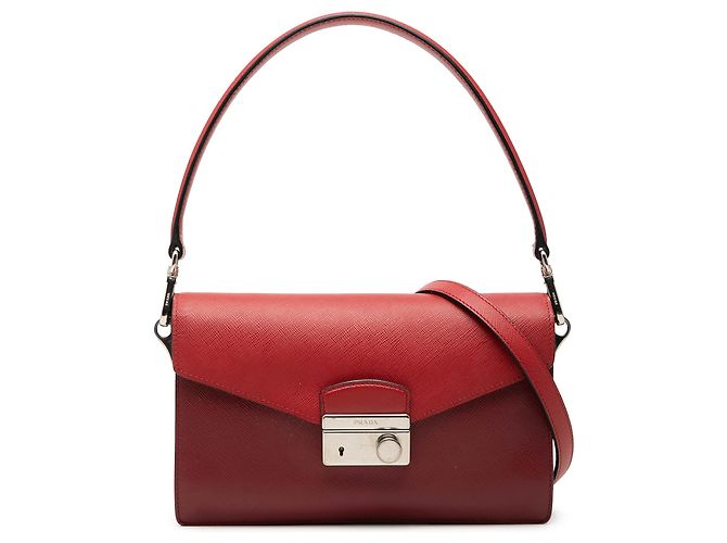 Bolso Prada Red Mini Saffiano Lux Sound Lock Roja Burdeos