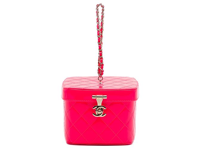 Chanel Pink Mini CC gesteppte Lack Vanity Bag