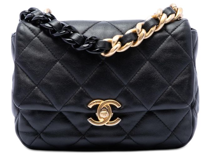 Chanel Black Mini Quilted Lambskin Candy Chain Flap Noir