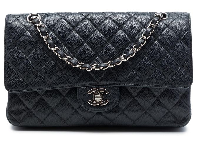 Chanel Black Medium Classic Caviar Double Flap Noir
