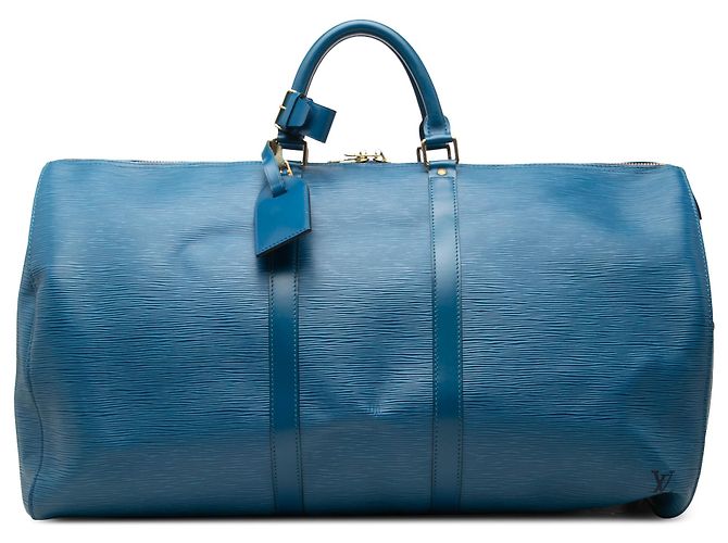 Louis Vuitton Keepall 55 in pelle Epi blu