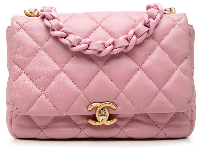 Chanel Pink Small Quilted Lambskin Candy Chain Flap Rose