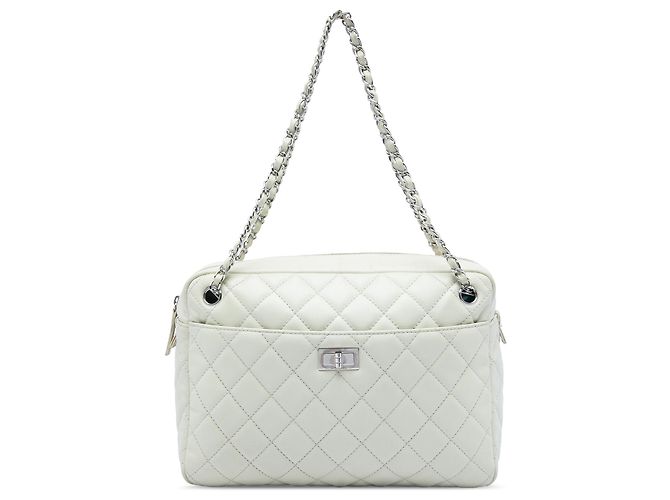 Bolsa Camera Reissue Chanel White Large Quilted Caviar Branco Fora de branco