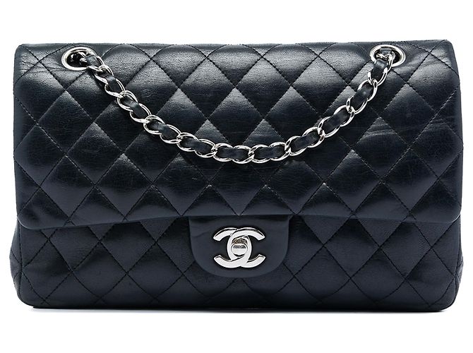 Chanel Black Medium Classic Lambskin Double Flap Noir