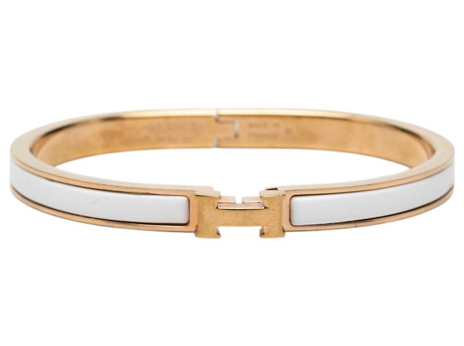 Pulsera Hermès White Extra Narrow Enamel Clic H PM