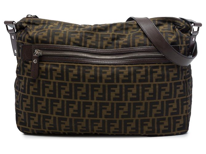 Fendi Marrone Tela Zucca a tracolla