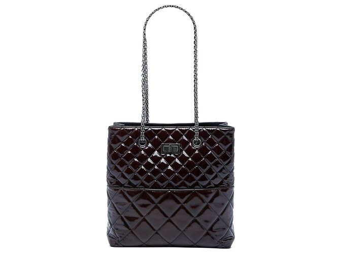 Tote Chanel Brown Quilted Patent Reissue 2.55 Marrom Castanho escuro