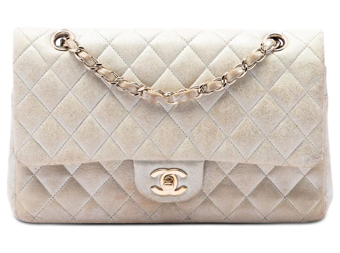 Chanel Gold Medium Classic Iridescent Lambskin Double Flap Doré