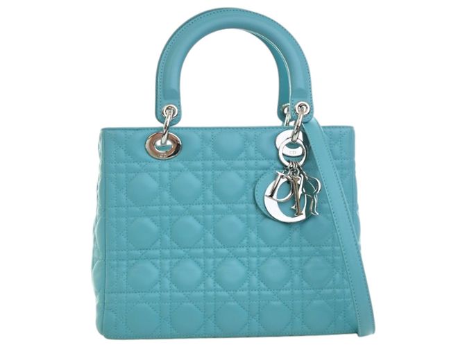 Lady Dior aus blauem Lammleder Größe Medium