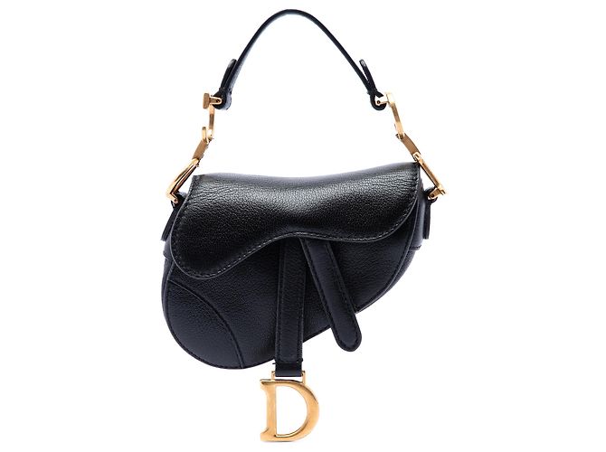 Borsa Saddle Dior in micro pelle di capra nera Nero
