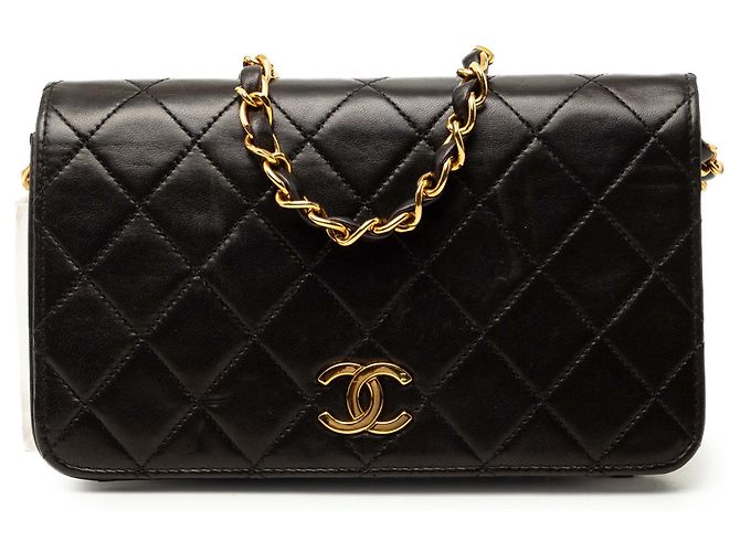 Chanel Black Mini CC gestepptes Lammleder Full Flap Schwarz