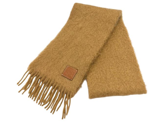 Echarpe Loewe em mistura de mohair e lã marrom