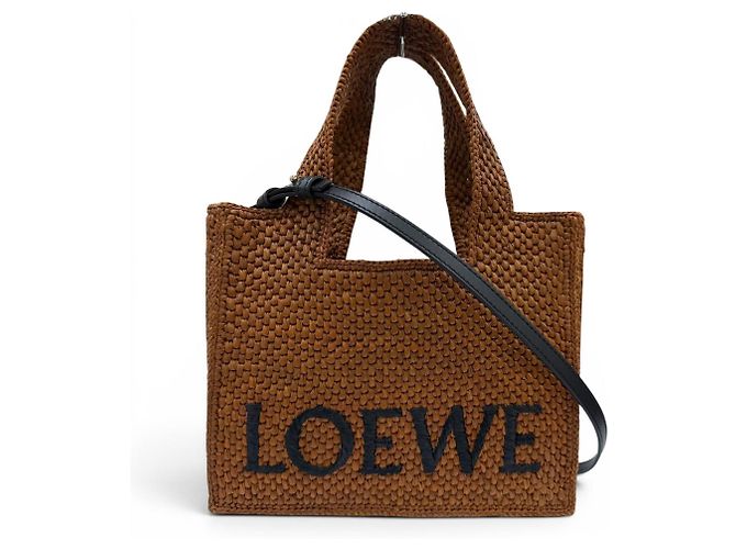 Sac à main en raphia Loewe Font Tote Small Doré