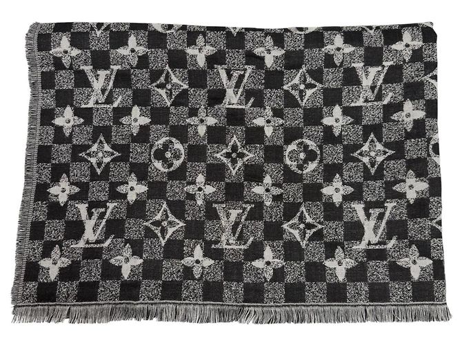 Stola Louis Vuitton M76560 Etol Damier Gradient in Lana e Seta Marrone Nero