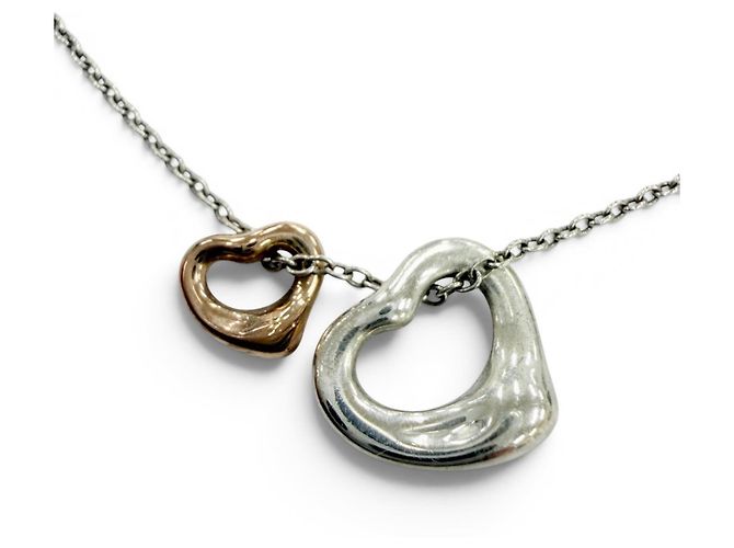 Collar Elsa Peretti Double Open Heart Extra Mini de Tiffany & Co. Plata Dorado