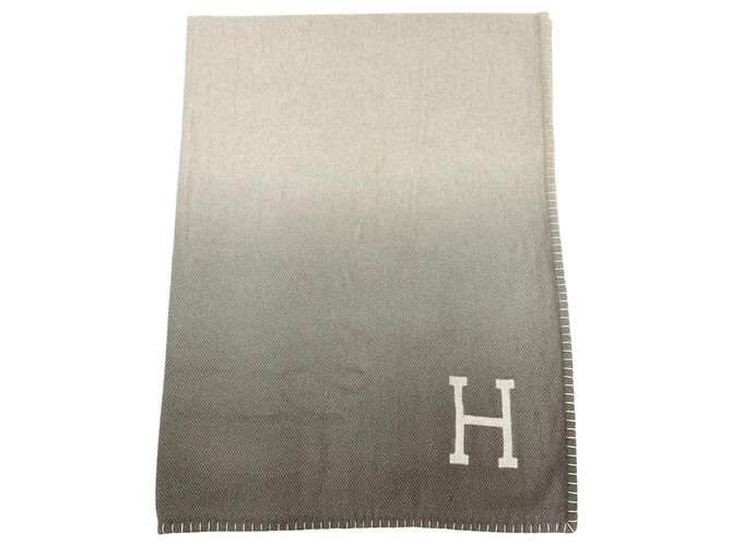 Hermès Coperta Hermes Yak Avalon H Logo Gradient Marrone Beige 