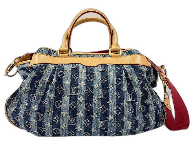 Borsa Tote Louis Vuitton Cabas Raye GM Blu