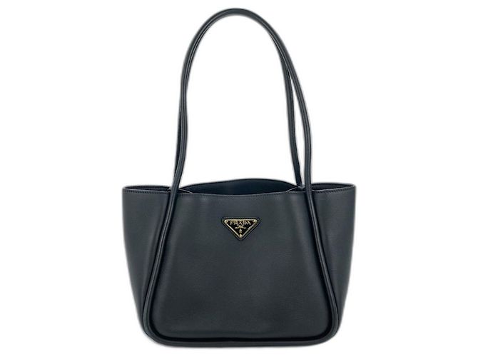 Tote Sac cabas en cuir noir Prada