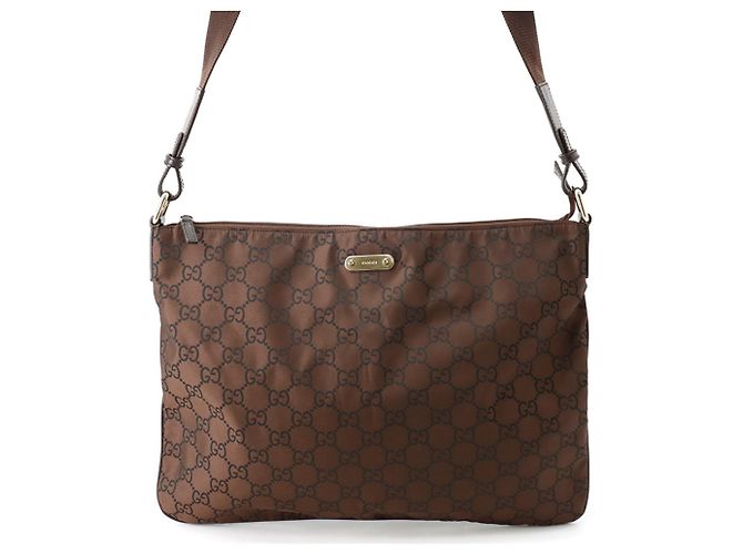 Borsa a tracolla Gucci in nylon marrone