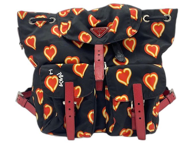 Prada Heart Backpack Black Nylon
