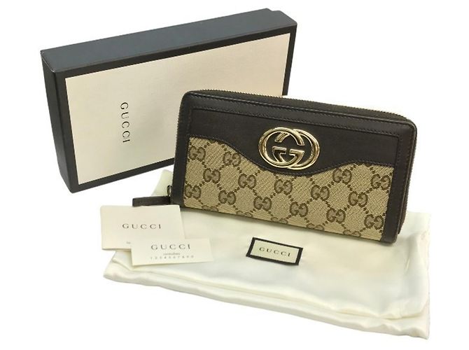 Gucci GG Canvas Sukey Long Wallet Brown Beige