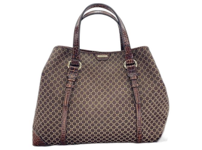 Céline Celine Canvas Tote Bag in Braun