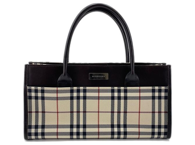 Borsa a mano in tela Burberry Nova Check Marrone