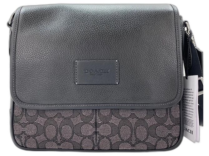 Bolsa Coach Sprint Map em couro preto