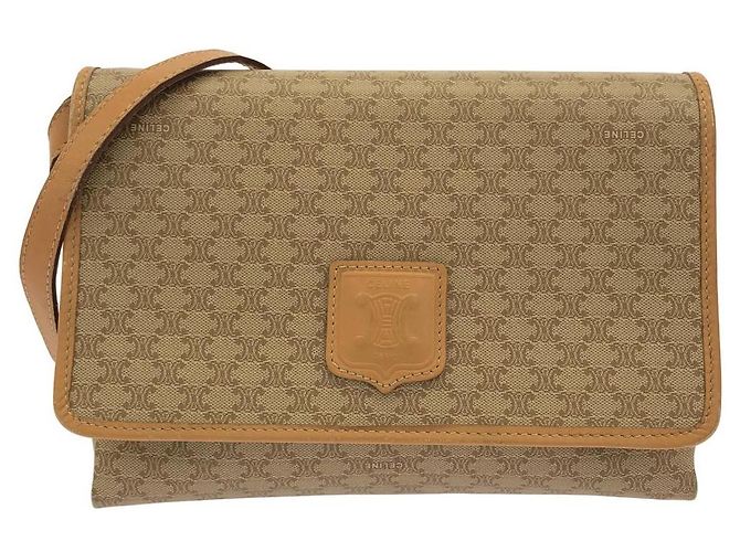 Céline CELINE Coated Canvas Shoulder Bag Brown Beige