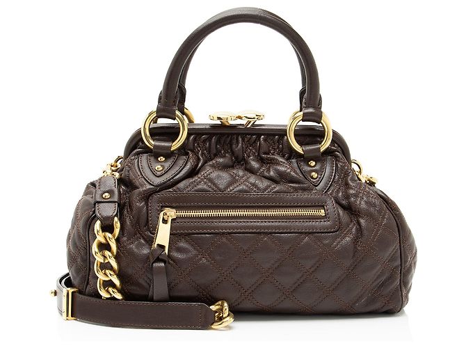 Bolsa Stam em couro de cordeiro acolchoado Marc Jacobs Marrom