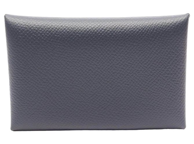 Hermès Hermes Calvi Veau Epsom Card Case Blue