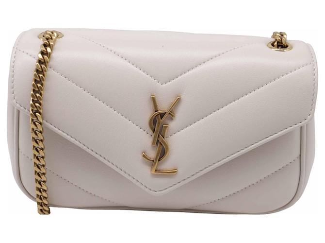 Yves Saint Laurent Petit sac Matelasse Loulou Saint Laurent en cuir d'agneau blanc Écru 