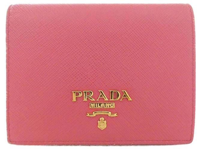 Cartera bifold Prada Saffiano Metal Oro Rosa