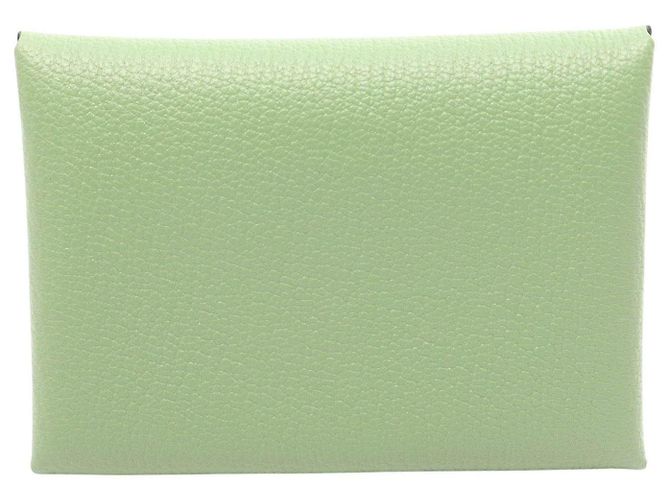 Hermès Hermes Calvi Duo Chevre Coin Case Green