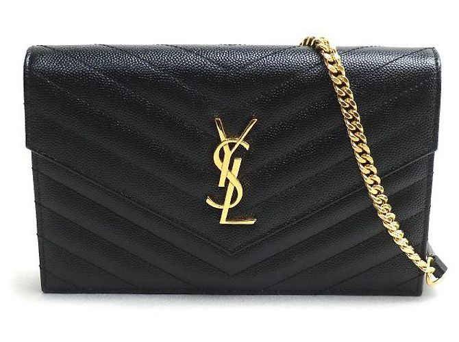 Yves Saint Laurent Saint Laurent Cassandra Leder-Chain-Wallet Schwarz