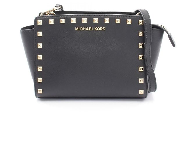 Borsa a tracolla in pelle Michael Kors SELMA SUTUDDED MEDIUM MESSENGER Nero