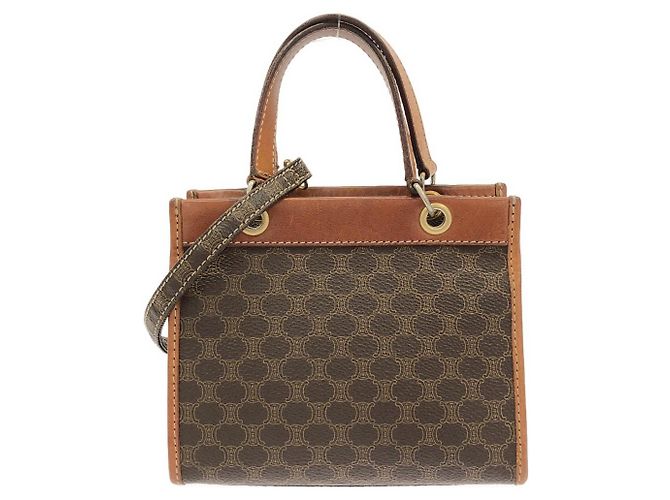 Céline Celine Coated Canvas Shoulder Bag Brown