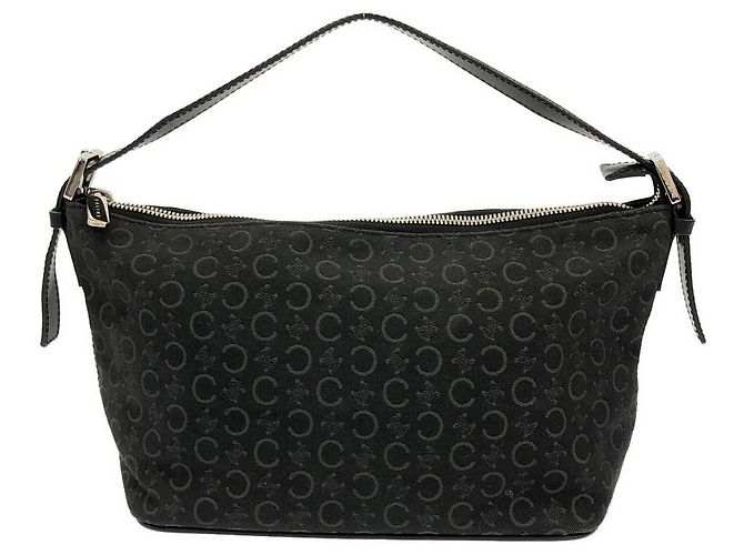Borsa a tracolla in tela nera Céline Nero