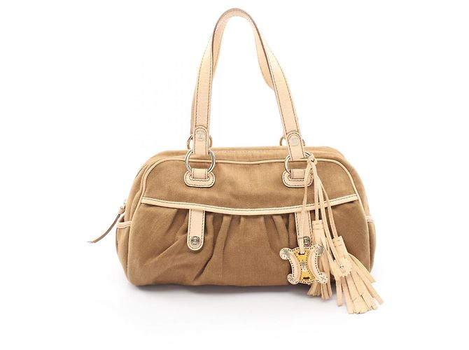Céline Borsa CELINE in tela Macadam e pelle Verde